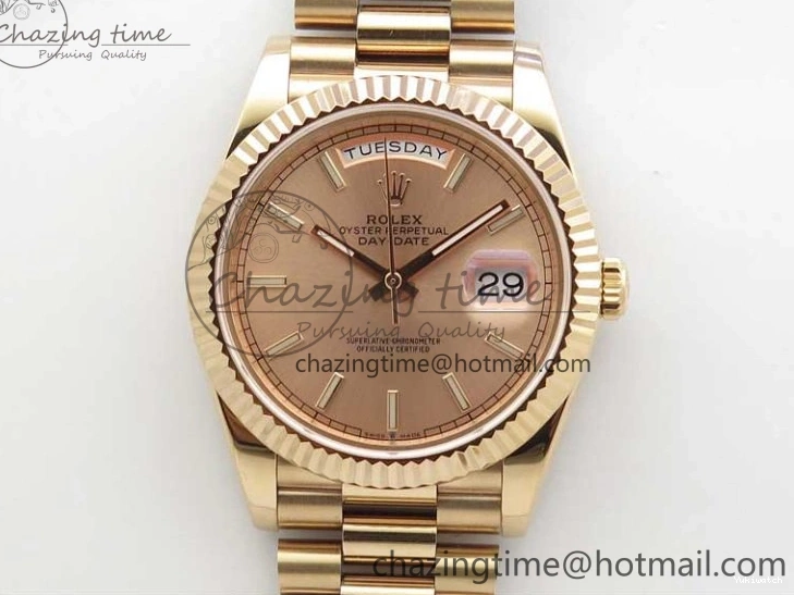 on 904 228239 Day-Date Version Dial President Stick Markers A2836 Bracelet RG RG RG New BP Dial 40mm 0313